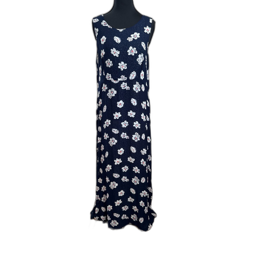 2 DRESSES IN 1!! Women's Small Navy Floral Sag Harbor Reversible Maxi Dress